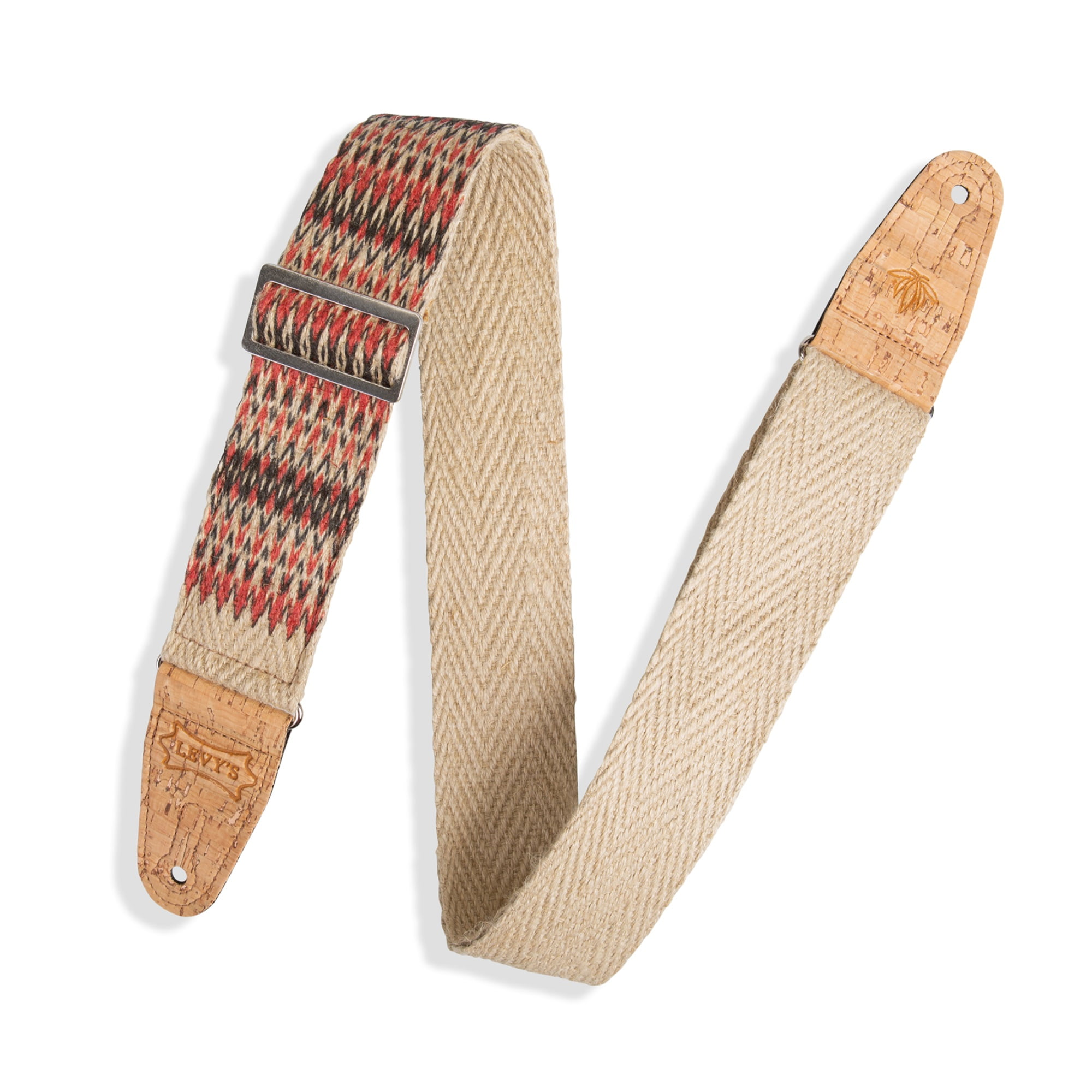 2 inch Wide Hemp Guitar Strap / Natural, Multi