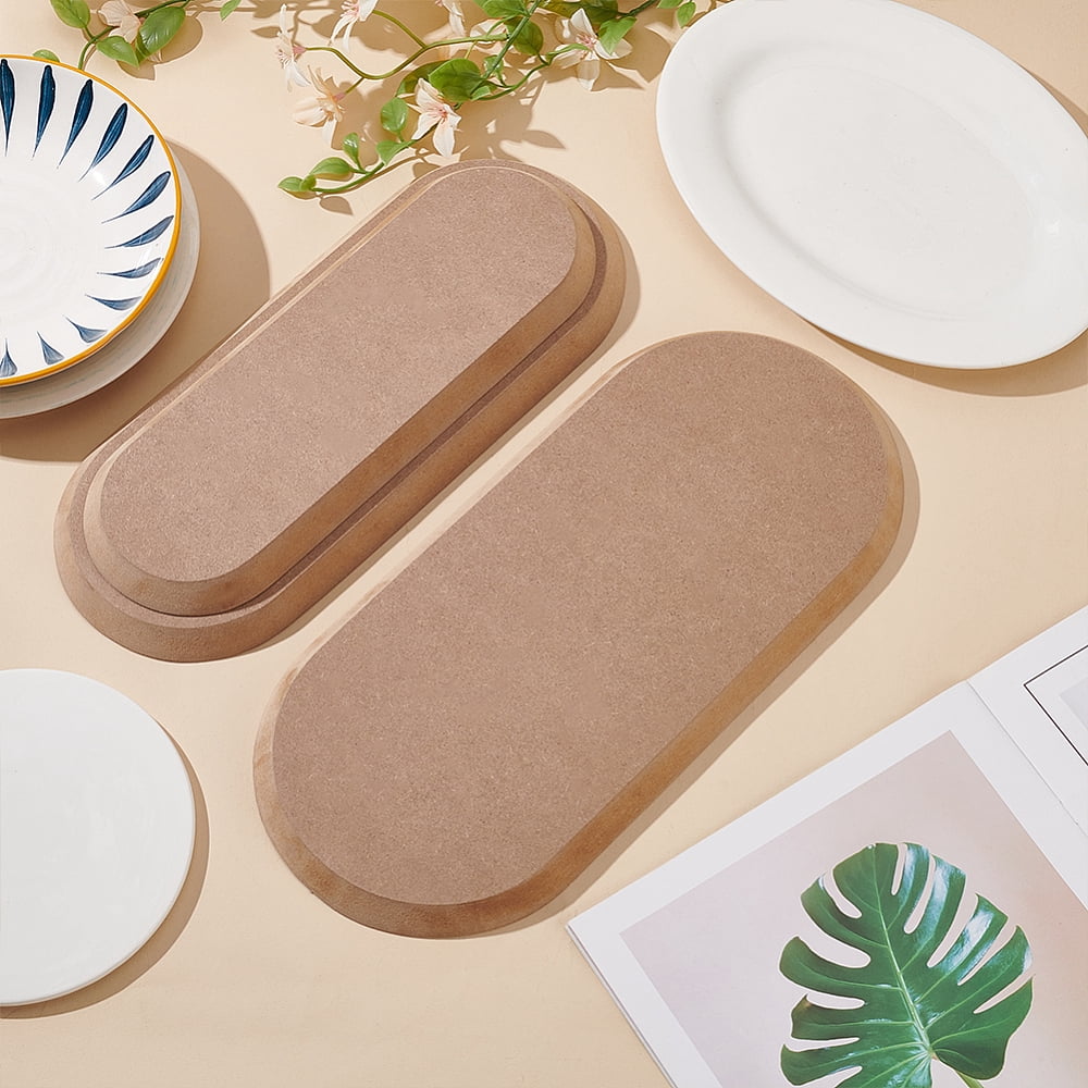 3Pcs Wood Clay Cutter Base Plate Kit Clay Modeling Tool Tan Oval 28.9~35x10~16x1.55cm