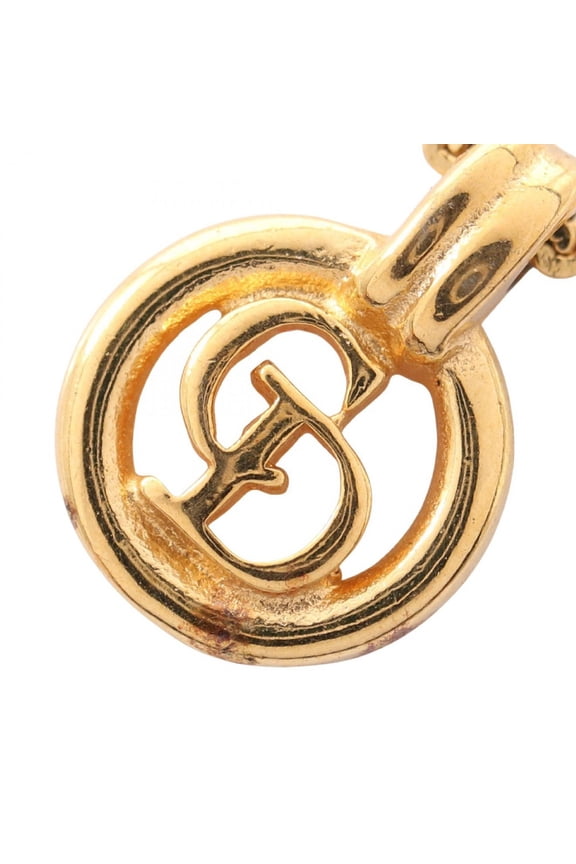 Pre-Owned Christian Dior Dior CD Logo Necklace, Gold Plated (GP), Women's, Tone