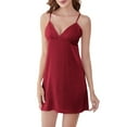 thumbnail image 1 of Gibobby Pijama algodón mujer Camisón y de satén para mujer, ropa de dormir Sexy, vestido de noche, negligés cortos(Rojo,G), 1 of 5