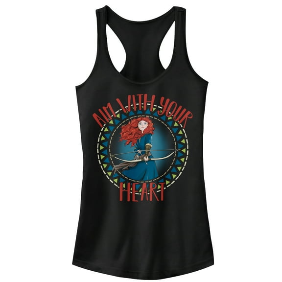Junior's Brave Merida Aim With Heart Racerback Tank Top Black Medium