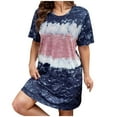 thumbnail image 2 of QUINDOS Dresses for Women 2025 Short Sleeve Sundress Casual Crew Neck Plus Size Dresses Summer Tie Dye Loose Knee Length Mini Womens Dresses, 2 of 6