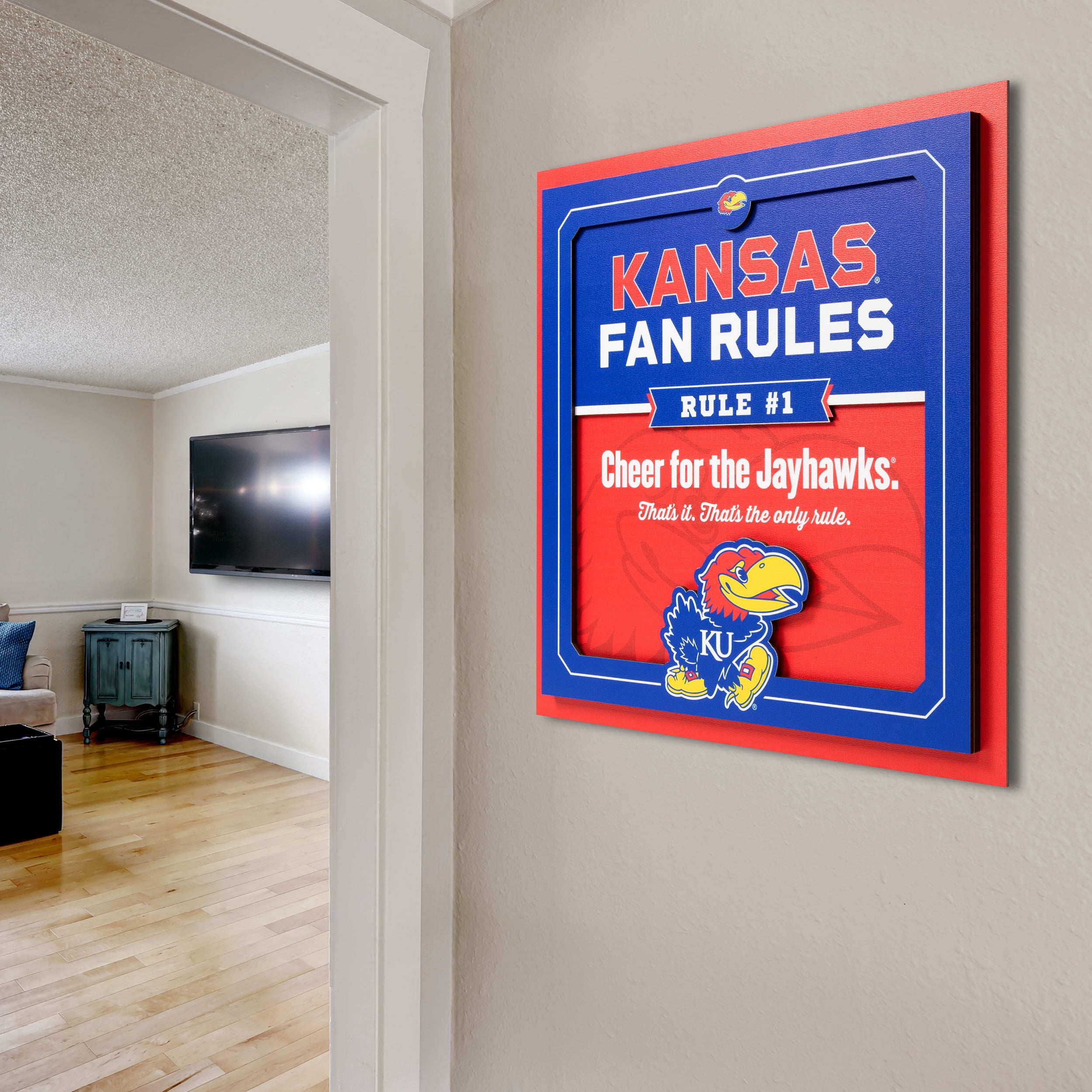 YouTheFan NCAA Kansas Jayhawks Fan Rules 3D Wall Art