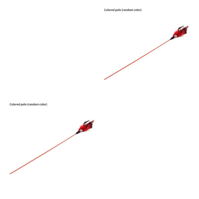 ZLight Pet Teaser Plastic Long Handle Teasing Rod Stick Bell Interactive Pet Toy colorful 2Set