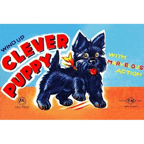 Wind Up Clever Puppy- Fine Art Canvas Print (20" x 30")