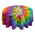 thumbnail image 4 of Colorful Tie Dye Pattern Round Tablecloth 60"x60",Wrinkle Wipeable Table Cloth for Kitchen Dining Room Picnic Patio Party, 4 of 6