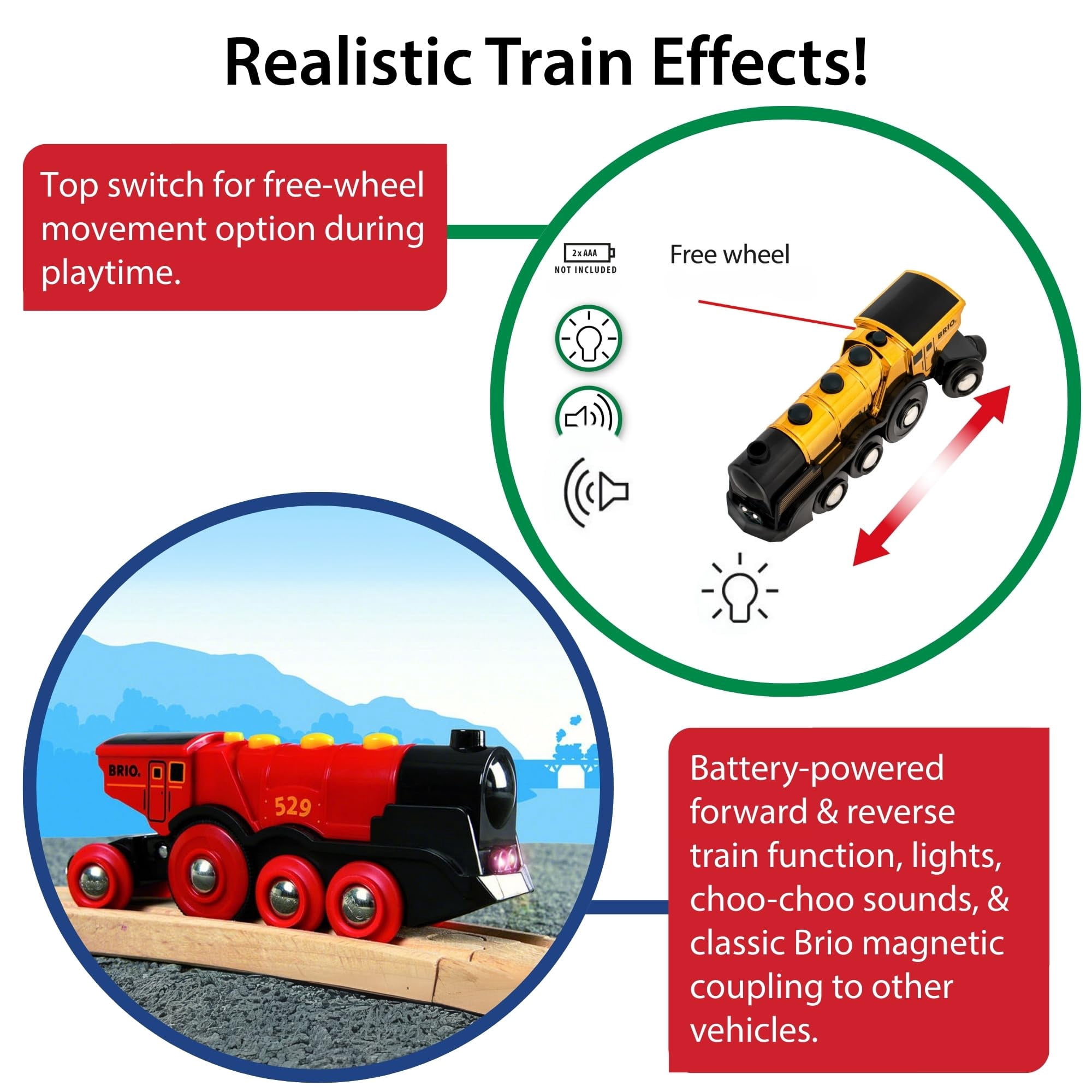 Brio World Locomotive Rechargeable - Accessoire lumineux Circuit de train en bois - Ravensburger