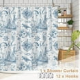 thumbnail image 4 of Voyage Nautical Shower Curtain, Sea Navy Sailboat Lighthouse Bathroom Curtain, Ocean Sail Theam Shower Curtain Set with 12 Hooks for Bathroom, Blue White, 72Wx84L, 4 of 6