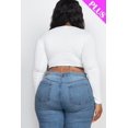 thumbnail image 5 of Plus Size Drawstring Ruched Cutout Crop Top, 5 of 5