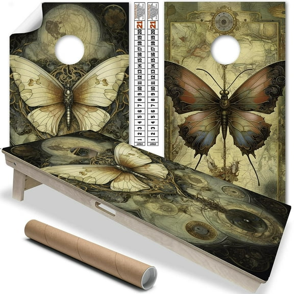 Cornhole Board Wraps and Decals for Boards Set of 2 Skins Professional Vinyl Covers Sticker Mystic Butterflies Cornhole Wraps Stickers Cornhole Skins Cornhole Wraps for Boards