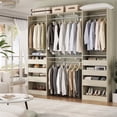 thumbnail image 2 of iSunirm 5FT Closet System with 3 Wooden Drawers, Reversible Closet Organizer with Hanging Rod & Shelf Tower, Sturdy Wardrobe Closet Garment Rack for Bedroom/Closet, 60"W x 80"H x 15"D, White Oak, 2 of 10