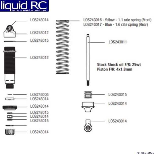 Losi 243013 Shock Set Complete 2 : LMT 
