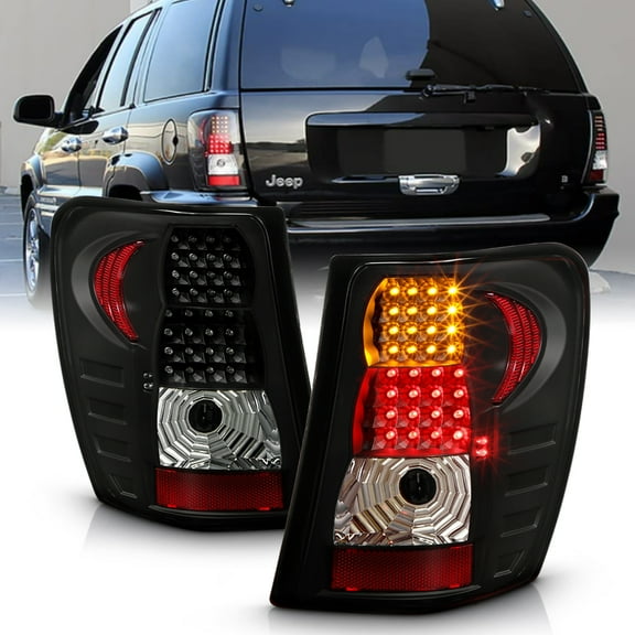 Black 1999-2004 Jeep Grand Cherokee LED Tail Lights Brake Lamps 99-04 Left Right
