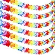 10 Pack 3m/10ft Multicolor Tropical Flower Lei Garland Flower Leaves Banner for Hawaiian Luau Decorations