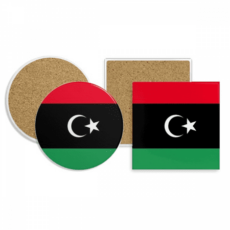 

Libya National Flag Africa Country Coaster Cup Mug Holder Absorbent Stone Cork Base Set