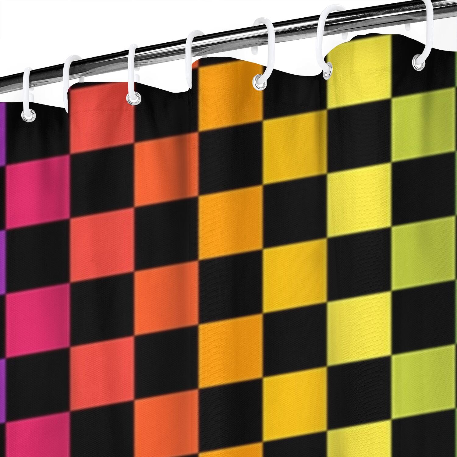 Rainbow Checkered Pattern Shower Curtain 84"x72" ,Bathroom Decorative Shower Curtains Set with 12 Hooks,Modern Waterproof Washable Shower Curtain
