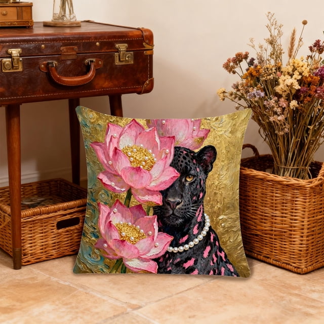 Funda de almohada elegante con estampado de leopardo, cojín decorativo multicolor con tejido suave de nylon y licra, sofá elegante y soporte de cintura de oficina para decoración del hogar