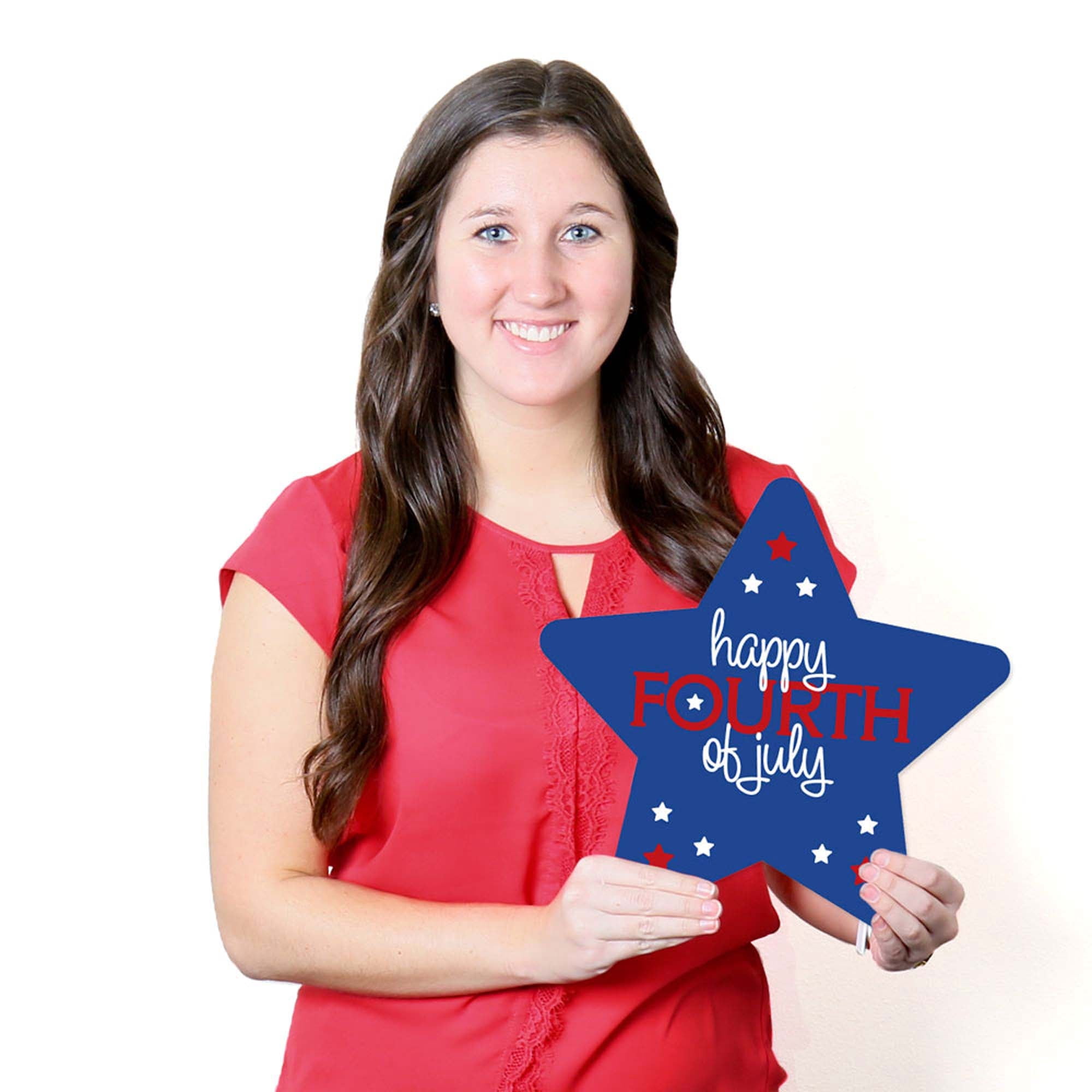 Big Dot of Happiness 4th of July - Flag and Star Lawn Decorations - Outdoor Fourth of July Party Yard Decorations - 10 Piece