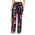 thumbnail image 3 of Sigee Dancing Skeletons Floral Garden Print Women's Soft Pajama Pants - Breathable and Comfortable Lounge Sleep Bottoms with Elastic Waistband and Pockets-Large, 3 of 9