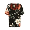 thumbnail image 5 of Petal Sleeve Tops for Summer Trendy Plus Size T-Shirts Printed Casual Loose Square Neck Button Blouse Tees S-3X (S, Black Foral), 5 of 6