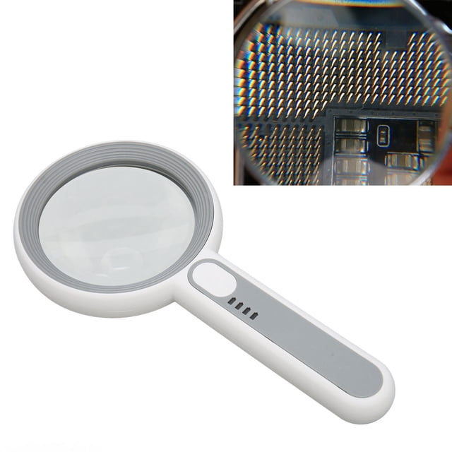Lupa Iluminada, Lupa De Mano Ergonómica De Largo Acrílico ABS 5X 12X Para El Trabajo