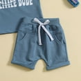 thumbnail image 2 of Gerichy Baby Boy Outfits Toddler Baby Boy Summer Clothes Letter Print Shorts Set Outfits Baby Boys Summer Outfit Short Sleeve Crewneck Print Boys Top Shorts 2 Piece Clothes Set, 2 of 6
