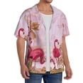thumbnail image 3 of Salouo Flamingos In The Tropical Forest Pattern Cuban Collar Shirts for Men Button-Down Shirt Men's Short Sleeve Shirts Hawaiian Shirts Casual Shirts -4X-Large, 3 of 6