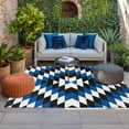 thumbnail image 2 of Blue Aztec Outdoor Rug for Patio/Deck/Porch, Non-Slip Large Area Rug 5 x 8 Ft, Black White Southwest Vintage Abstract Geometric Indoor Outdoor Rugs Washable Area Rugs, Camping Rug Carpet Runner, 2 of 8