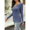 thumbnail image 6 of Sherrylily Women Waffle Knit Henley Tops Casual Long Sleeve V Neck Pullover XS-XL, 6 of 7