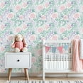 thumbnail image 3 of Boho Peel and Stick Wallpaper 23.6in x 9.8ft Soft Pink Lavender Floral Green Leaves Delicate Details Contact Paper Vinyl Self-Adhesive Removable Wall Paper for Bedroom Bathroom Renter Friendly, 3 of 8