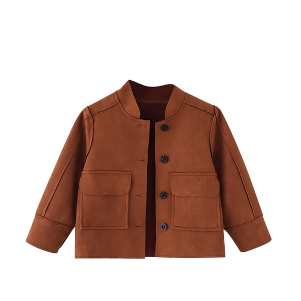 Gibobby Chamarra de invierno para niños y niñasAbrigo de invierno para niños y niñas, chaqueta a de viento, ropa de abrigo cálida para niños con bolsillo(Marrón, 5-6 Años)