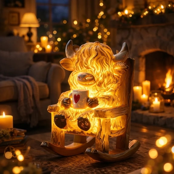 Cow Resin Lamp Night Light, USB-Powered Luminous Home Decor for Bedroom Living Room Office, Soft Warm LED Light Decorative Accent for Gift and Holiday Ambient Lighting