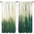 thumbnail image 3 of Green Forest Curtains,Misty Forest Nature Landscape Curtains Woodland Pine Tree Scene Mountain Window Drapes for Living Room Bedroom Bathroom 2 Panel,52X84 Inch, 3 of 5