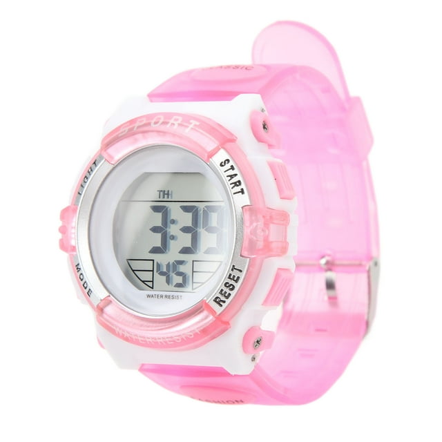 Cronógrafo Digital Para Niñas, Reloj Cronógrafo Digital De 12 24 Horas Caja De Plástico ABS Multifuncional Resistente Al Desgaste Con Alarma Para Nadar
