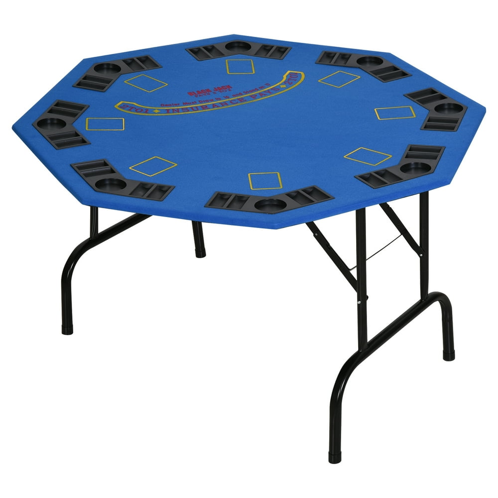 Soozier 47" 8 Player Folding Octagon Poker Table Blackjack Poker Game