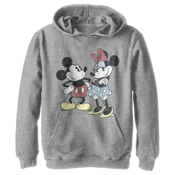 Boy's Mickey & Friends Mickey Mouse & Minnie Vintage Couple  Pull Over Hoodie Athletic Heather X Large