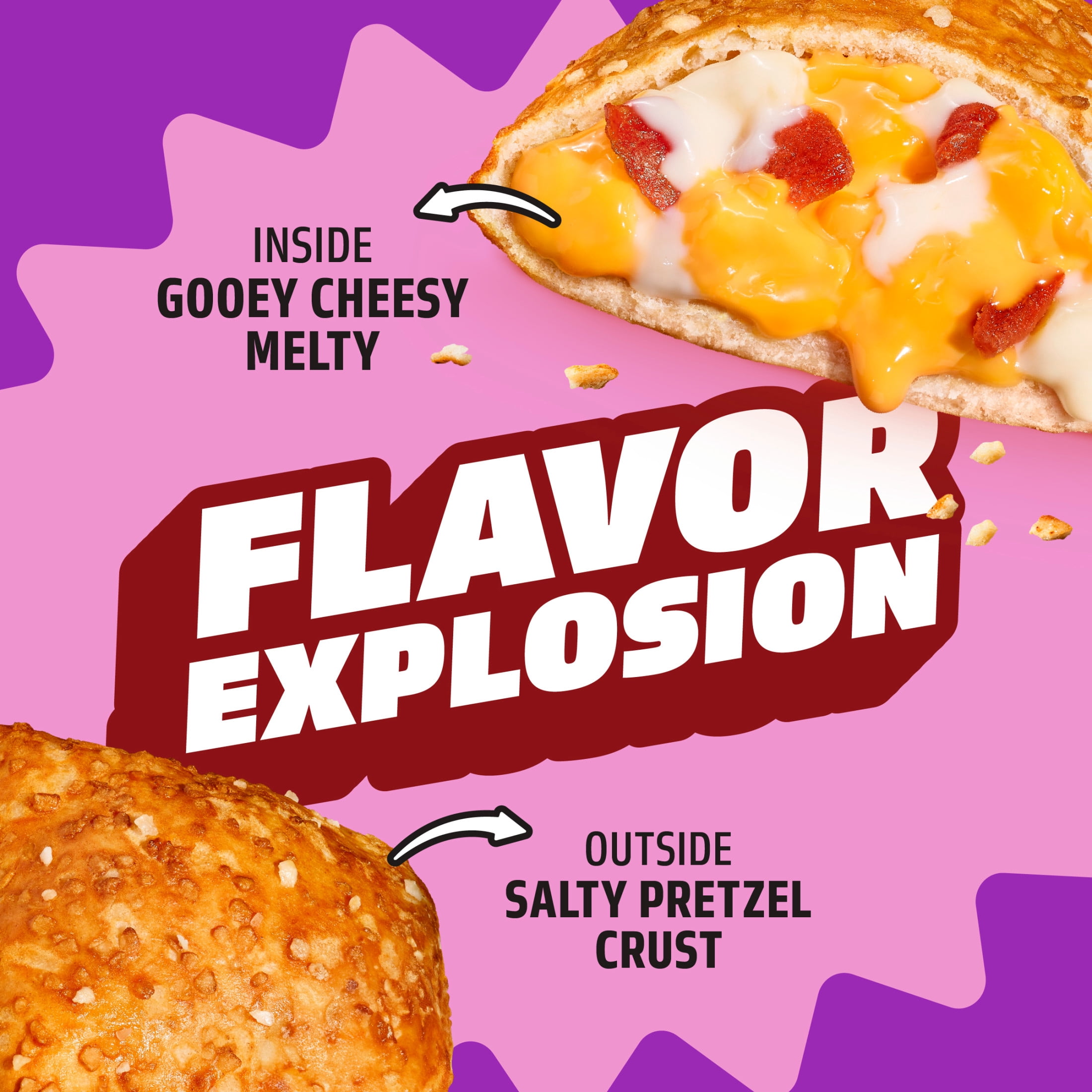 Hot Pockets Snack Breaks Cheesy Stuffed Pretzel Crust, Bacon & Cheese Snacks, 4 pack, 1 lb Box (Frozen)