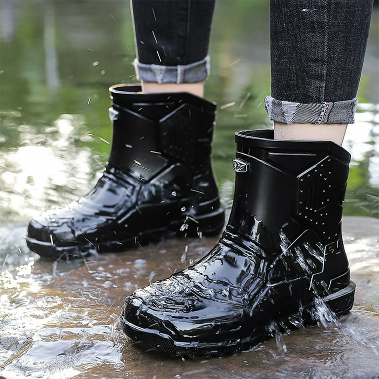Engtoy Men and women rainshoes waterproof shoes Warm Lightweight Summer  Winter Leisure Fashion non slip Locomotive shoes Fishing boots durable  Rainproof boots 