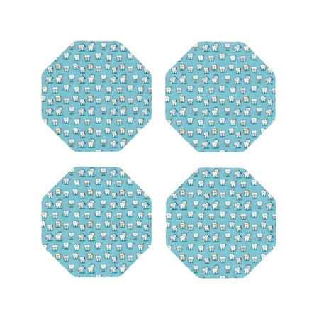 

Matuu Cartoon Teeth for Cup Coasters Set of 4 Leather Coasters Desk Coasters for Office Measures 4” x 4”-Octagon