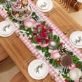 thumbnail image 4 of Linen Pink and White Buffalo Check Plaid Christmas Table Runner 72 Inches Long Farmhouse Winter Christmas Xmas Holiday Home Kitchen Table Decorations, 4 of 6