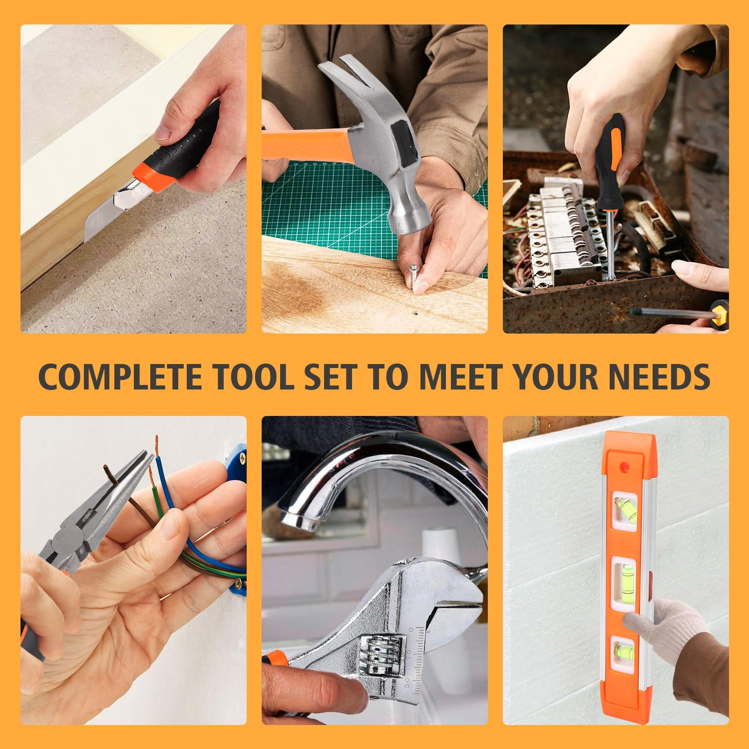 247 Piece Tool Set, Household Hand Tool Kit, Auto Repair Tool Set with Plastic Toolbox Storage Case