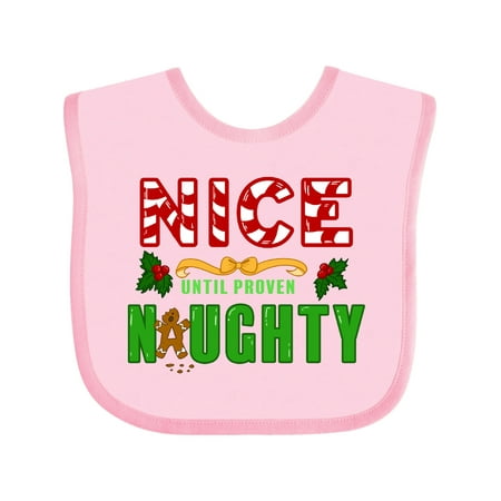

Inktastic Nice Until Proven Naughty with Holly and Gingerbread Man Gift Baby Boy or Baby Girl Bib