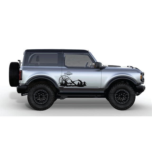 AnyStickerYouWant - Full Side Mountain Compass Scene Decal Sticker Fits and Compatible with Ford Bronco - Works with 2 or 4 Door