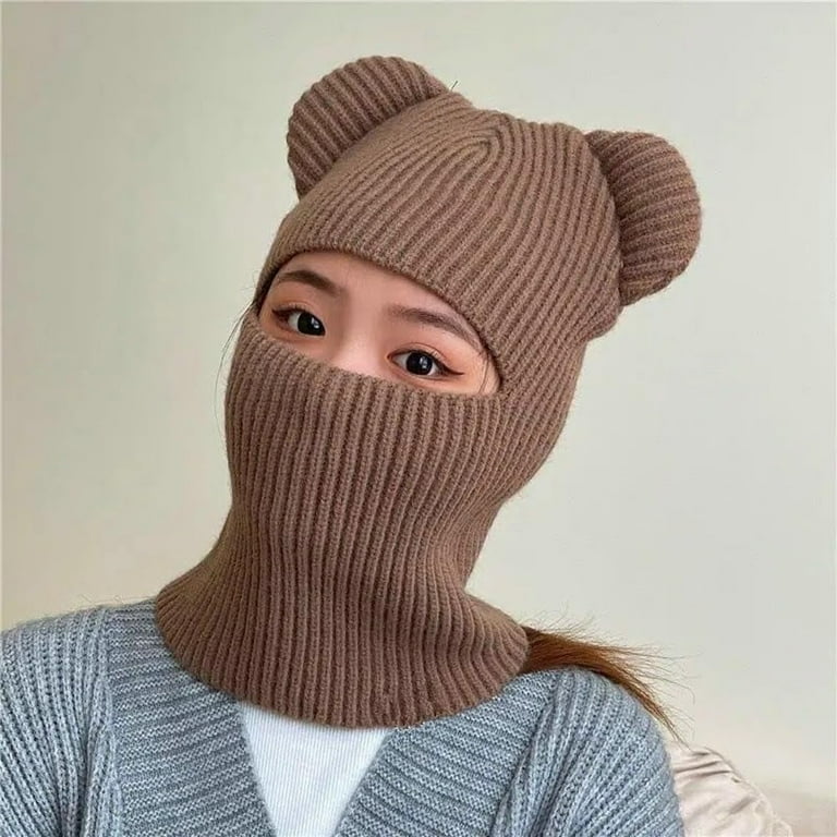 Kukuzhu Knit Balaclava Face Mask for Women Men Motorcycle Ski Scarf Winter Hat Warm Hooded Scarf Hat Knit Skull Beanie Bear Hat Kukuzhu Knit Balaclava Face Mask for Women Men Motorcycle Ski Scarf Winter Hat Warm Hooded Scarf Hat Knit Skull Beanie Bear Hat