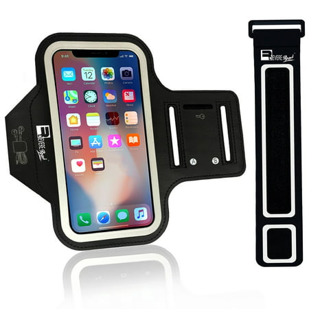Premium iPhone X / 10 Running Armband with Face Scanner Access. Sports Phone Arm Case Holder for Jogging, Gym Workouts & Exercise (X-Small - X-Large (Best Iphone 6 Armband For Small Arms)