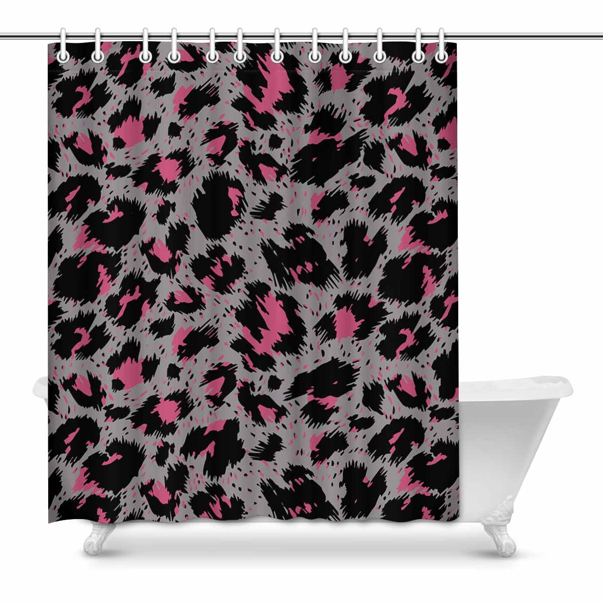 MKHERT Luxury Pink On Grey Leopard Shower Curtain Bath Curtain ...