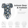 thumbnail image 4 of Pofeuu Winter Animal Friends Print Short Sleeve Body Suits Women Round Neck Bodysuits for Women Onesie Adult Set Body Suit-Large, 4 of 7