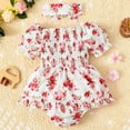 thumbnail image 2 of Gibobby Mameluco para niño de manga corta con estampado Floral para niños y niñas, mono, monos para recién nacidos, ropa, diademas(Blanco, 6-9 Meses), 2 of 5