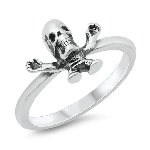 Oxidized Sterling Silver Open Alien Skull Ring Size 8