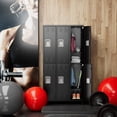 thumbnail image 3 of GangMei Metal Storage Cabinet Locker with 6 Doors Large Steel Cabinet for Gym,Garage,Living Room,Office,School with Locking Doors(Black), 3 of 9